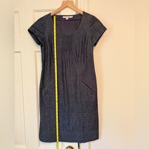 Boden Denim Cap Sleeve Sheath Dress Scoop Neck